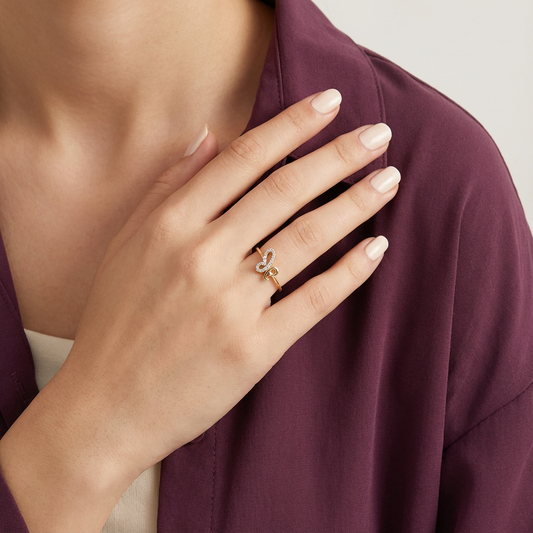 خاتم جناح فراشة عيار 18 - Ghamieh