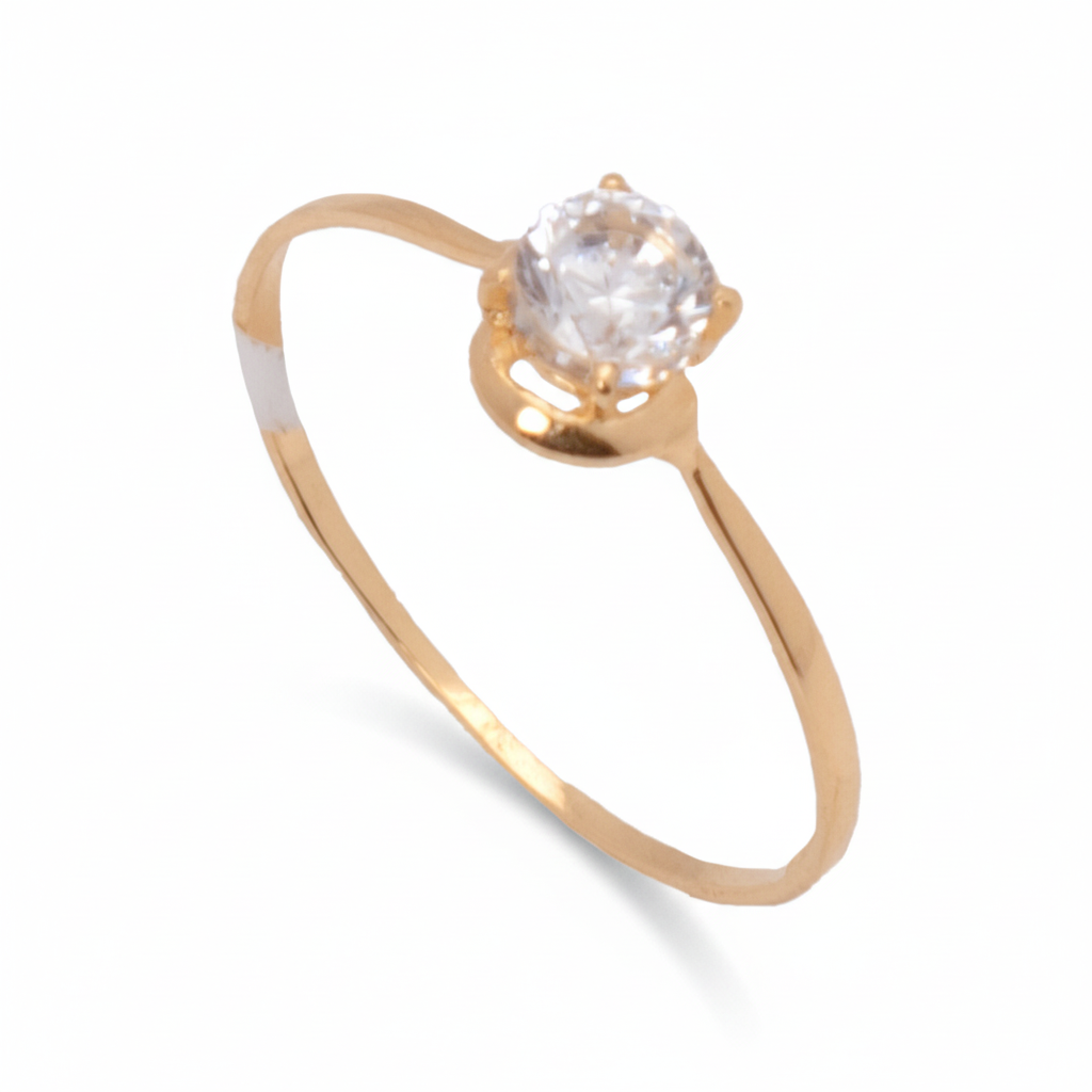 خاتم ذهب عيار 18 بلمسة حجر بيضاوي ناعم - Ghamieh