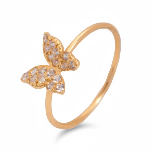 "الفراشة المبتسمة" خاتم عيار 18 بفصوص لامعة - Ghamieh