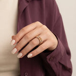 خاتم ذهب عيار 18 بحلقات مرصعة - Ghamieh