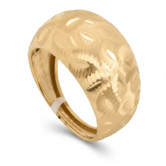 خاتم عيار 18 بتصميم عريض مزخرف - Ghamieh