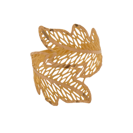 خاتم ذهب عيار 21 بتصميم ورق شجر - Ghamieh