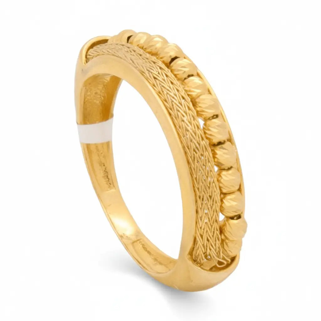 خاتم عيار 21 بتصميم كرات ذهبية - Ghamieh