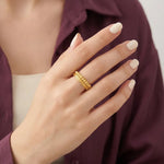 خاتم عيار 21 بتصميم كرات ذهبية - Ghamieh