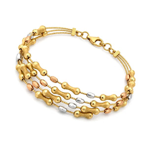 18K Gold Bracelet with Center Braided Design
