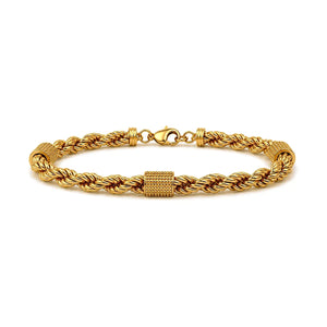 18K Gold Chain Bracelet with Braided Secure Clasp Design