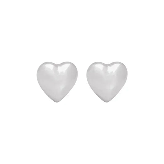 أقراط ذهب أبيض عيار 18 بتصميم قلب - Ghamieh