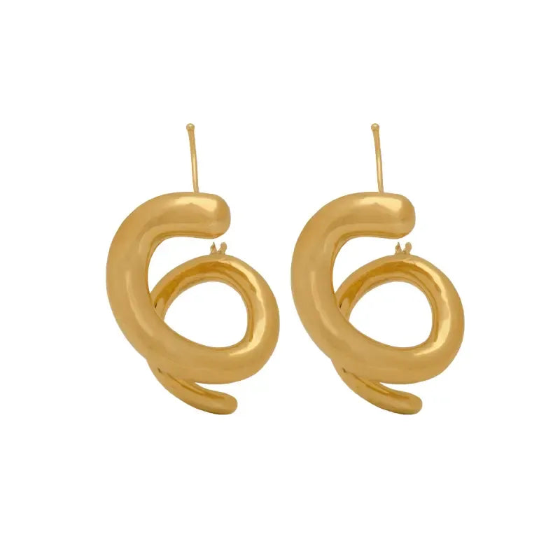 أقراط ذهب عيار 18 بتصميم حلزوني - Ghamieh