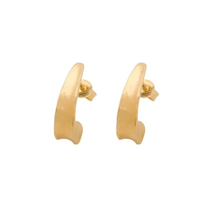 18K Gold Earrings with Contemporary Curved Design