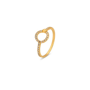 18K Gold Ring with Elegant Circular Gemstones Design