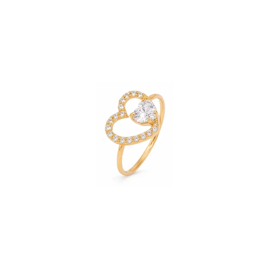 18K Gold Ring with Loving Hearts Design