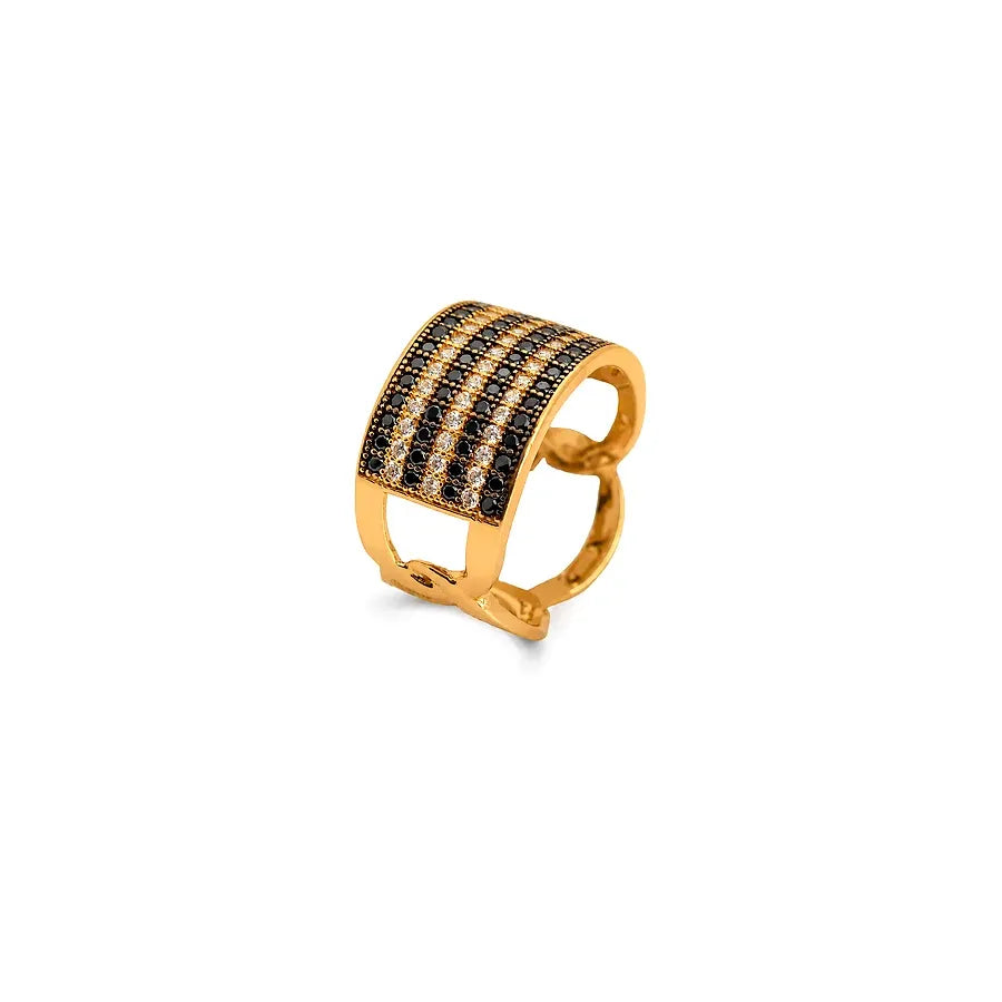 18K Gold Ring with Wide Gemstones Design In Colorful