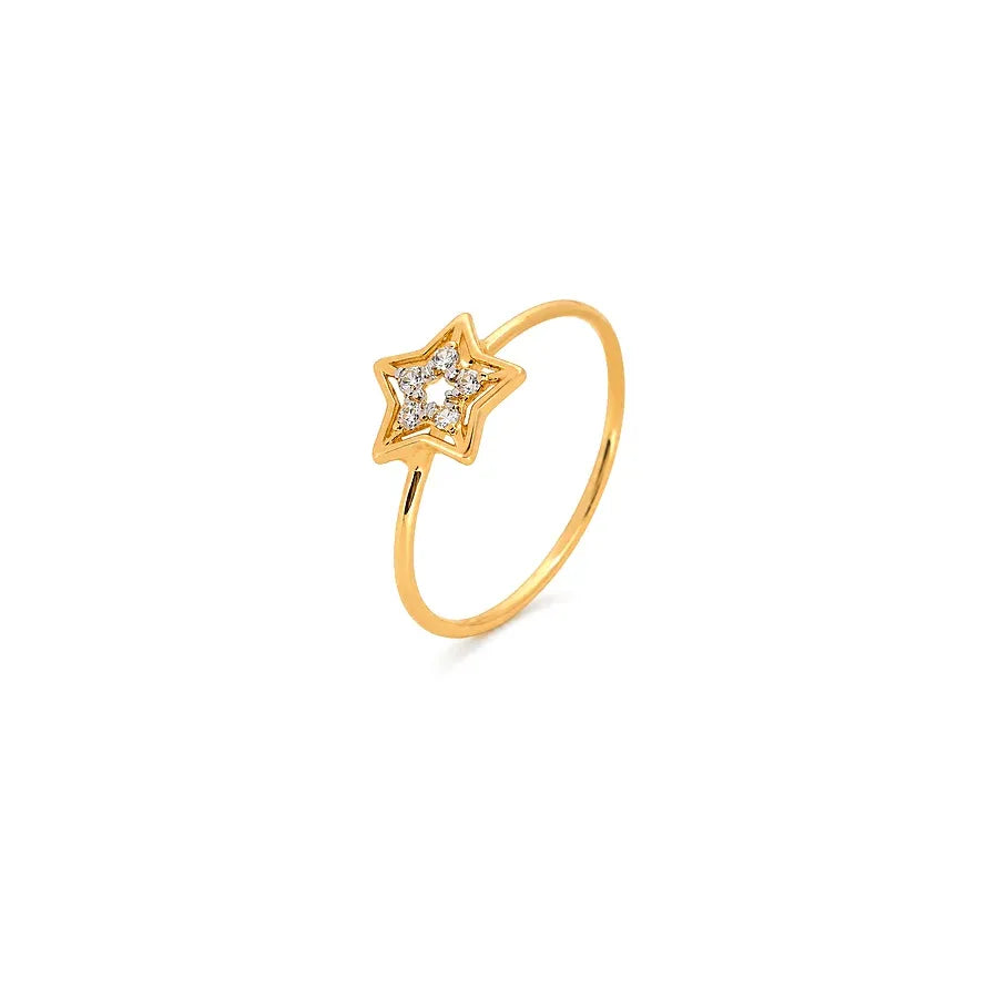 18K Gold Ring with Star Design