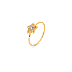 18K Gold Ring with Star Design