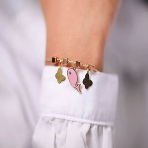 18K Gold Kids Bracelet with Happy Dolphin Design