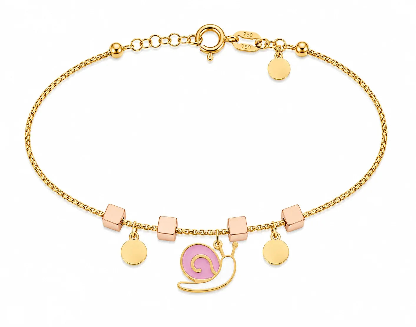 18K Gold Kids Bracelet with Snail Design