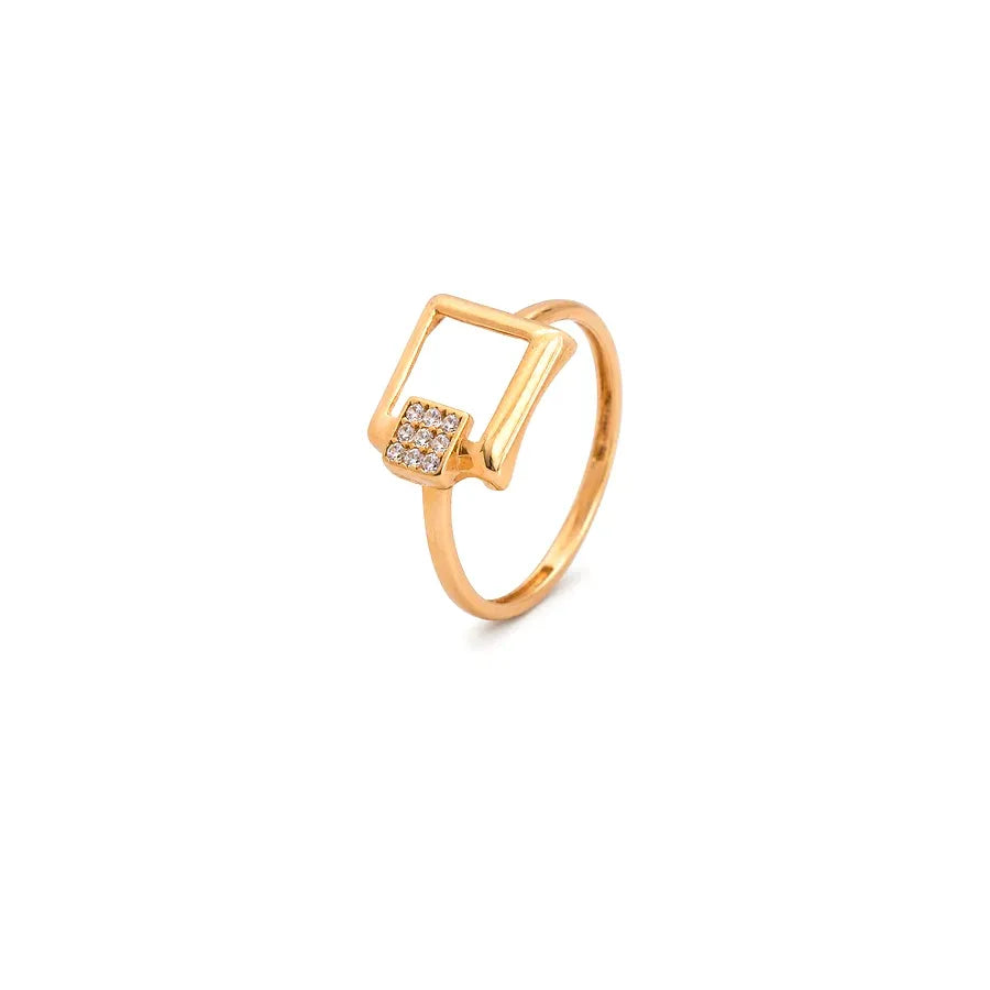 18K Gold Ring with Lucky Square Design