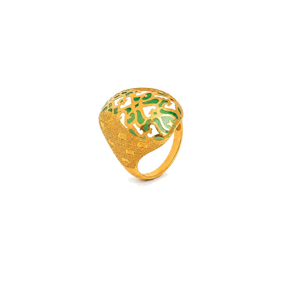 18K Gold Ring with Ornamentation Design In Colorful