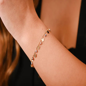 18K Chain Bracelet with Rose Design
