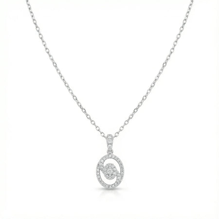18K White Gold Pendant with Clemence Ornate Design