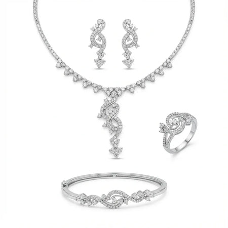18K White Gold Set Basant, with A Decorative Design