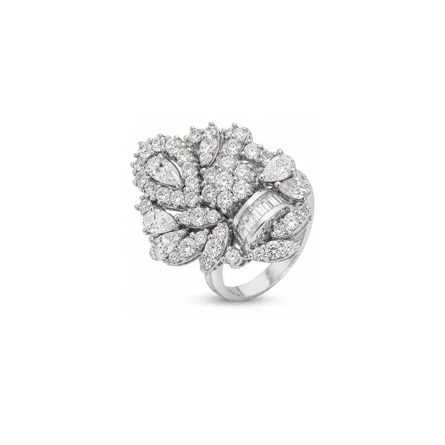 18K White Gold Ring with Adele Shiny Stones Design