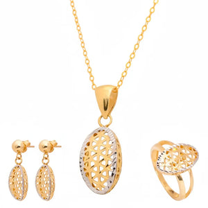 18K Gold Half Set with Unique Elegant Engraved Touch Design