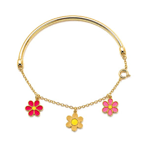 18K Gold Kids Bracelet with Floral Design
