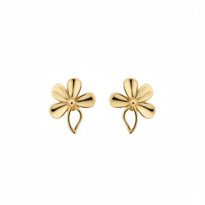 18K Gold Earrings with Dancing Rose Design