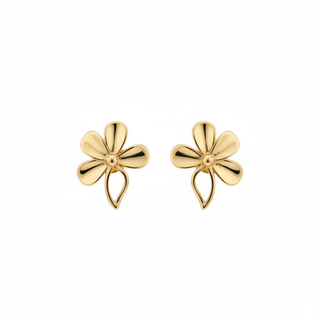 18K Gold Earrings with Dancing Rose Design
