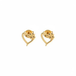 18K Gold Earrings with Blooming Heart Design