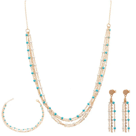 18K Gold Half Set with Lucky Shiny Stones Design