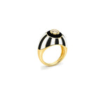 18K Gold Ring with Contrasting Lines Design In Colorful