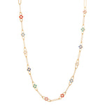 18K Gold Pendant with Neighbors Garden Flowers Design In Colorful