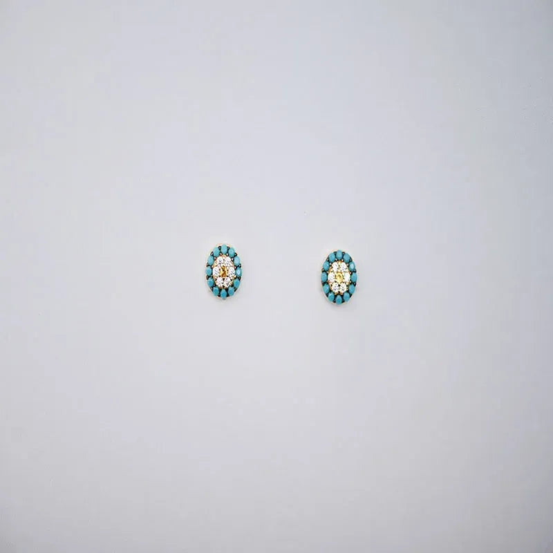 18K Gold Earrings with Distinctive Gemstones Design In Turquoise