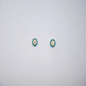 18K Gold Earrings with Distinctive Gemstones Design In Turquoise