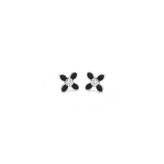 أقراط عيار 18 بفص مركزي مثبت - Ghamieh