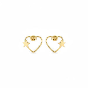 18K Gold Earrings with Heart Design