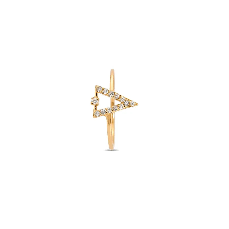 18K Gold Ring with Bermuda Triangle Shiny Stones Design