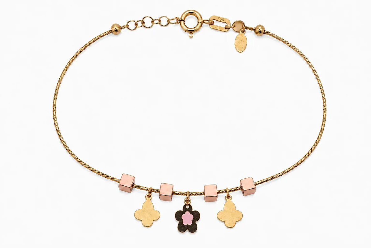 18K Gold Kids Bracelet with Multiple Design
