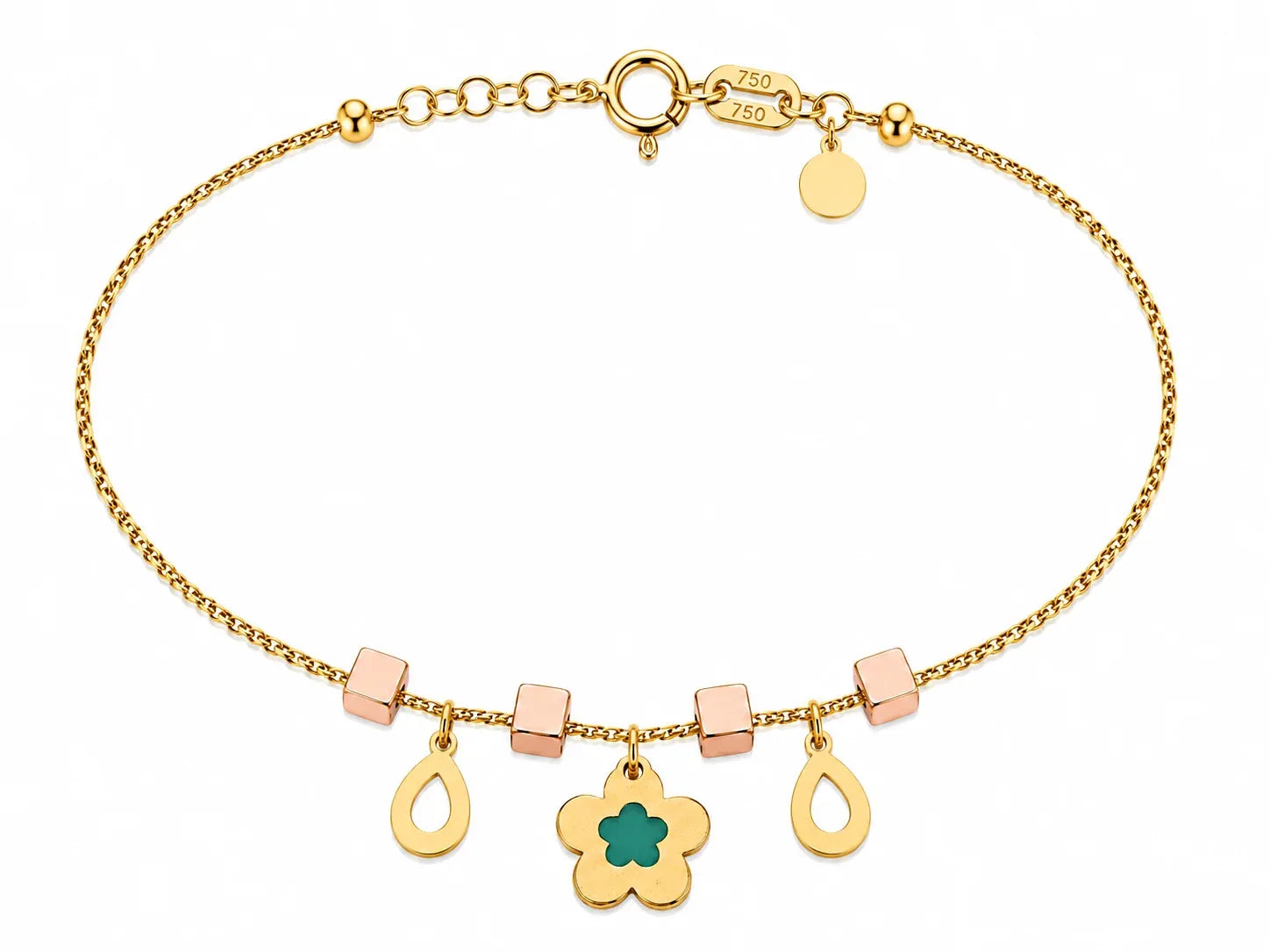 18K Gold Kids Bracelet with Rose Design