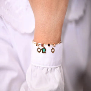 18K Gold Kids Bracelet with Flower Design In Colorful