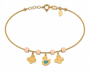 18K Gold Kids Bracelet with Butterfly Duck Design