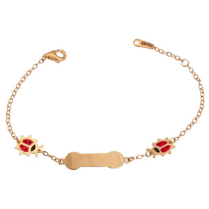 18K Gold Kids Chain Bracelet with Ladybug Design