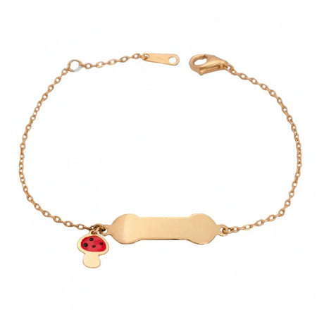 18K Gold Kids Chain Bracelet with Mushroom Design