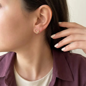 18K Gold Earrings with Heart Design