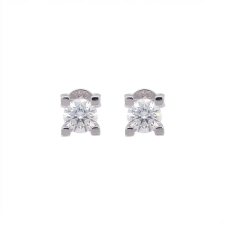 18K White Gold Earrings with Paved Sparkling Stones Design In White