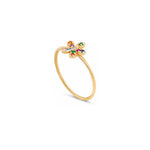18K Gold Ring with Paved Stones Design In Colorful