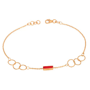 18K Chain Bracelet with Hoops Rectangular Design