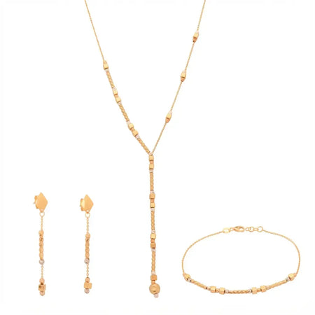 18K Gold Half Set with Geometric Dangle Design